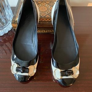 COPY - Gucci- Bamboo Horsebit Suede/Patent Blk/wht Sz 8